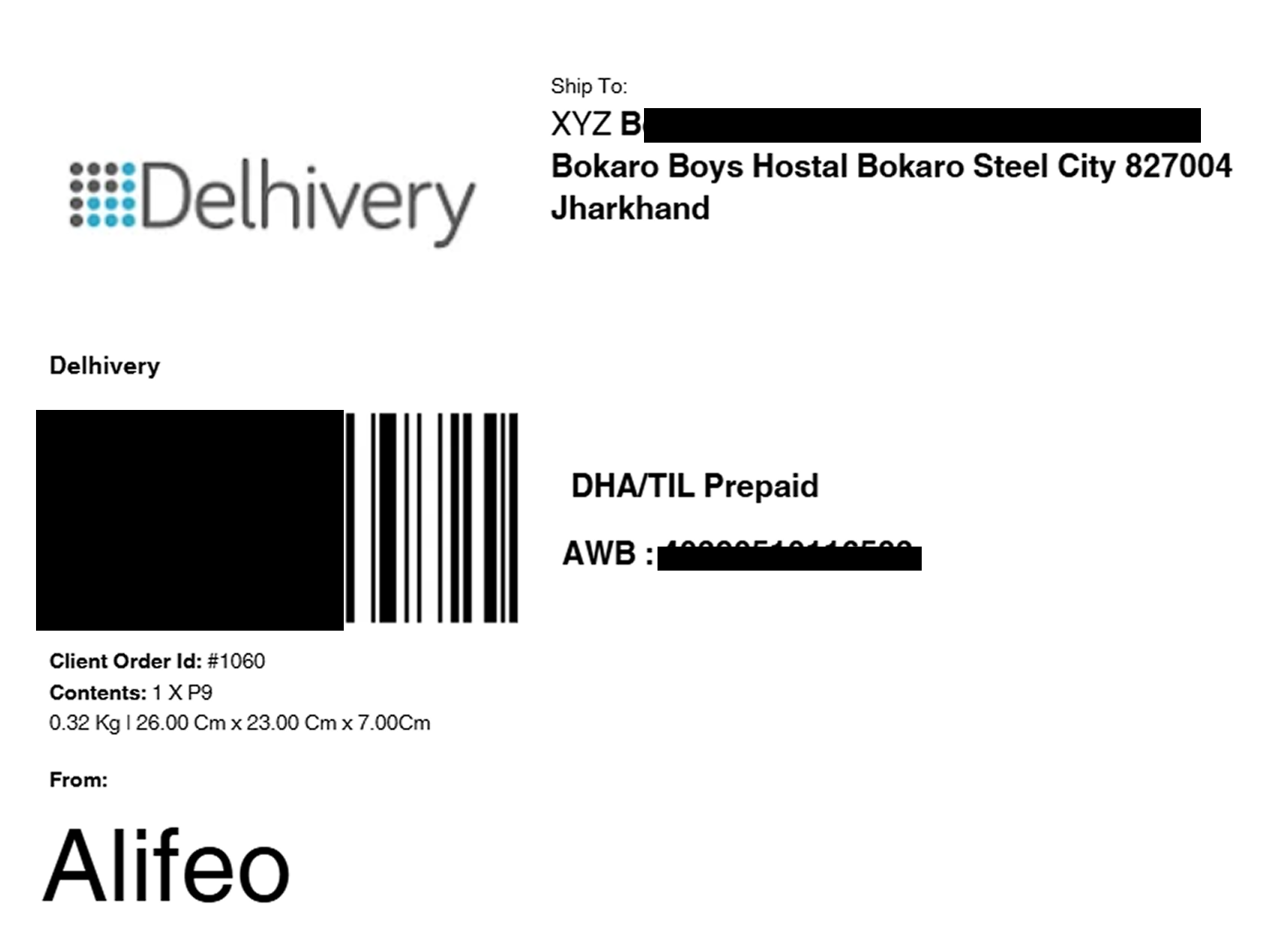 Delhivery Label